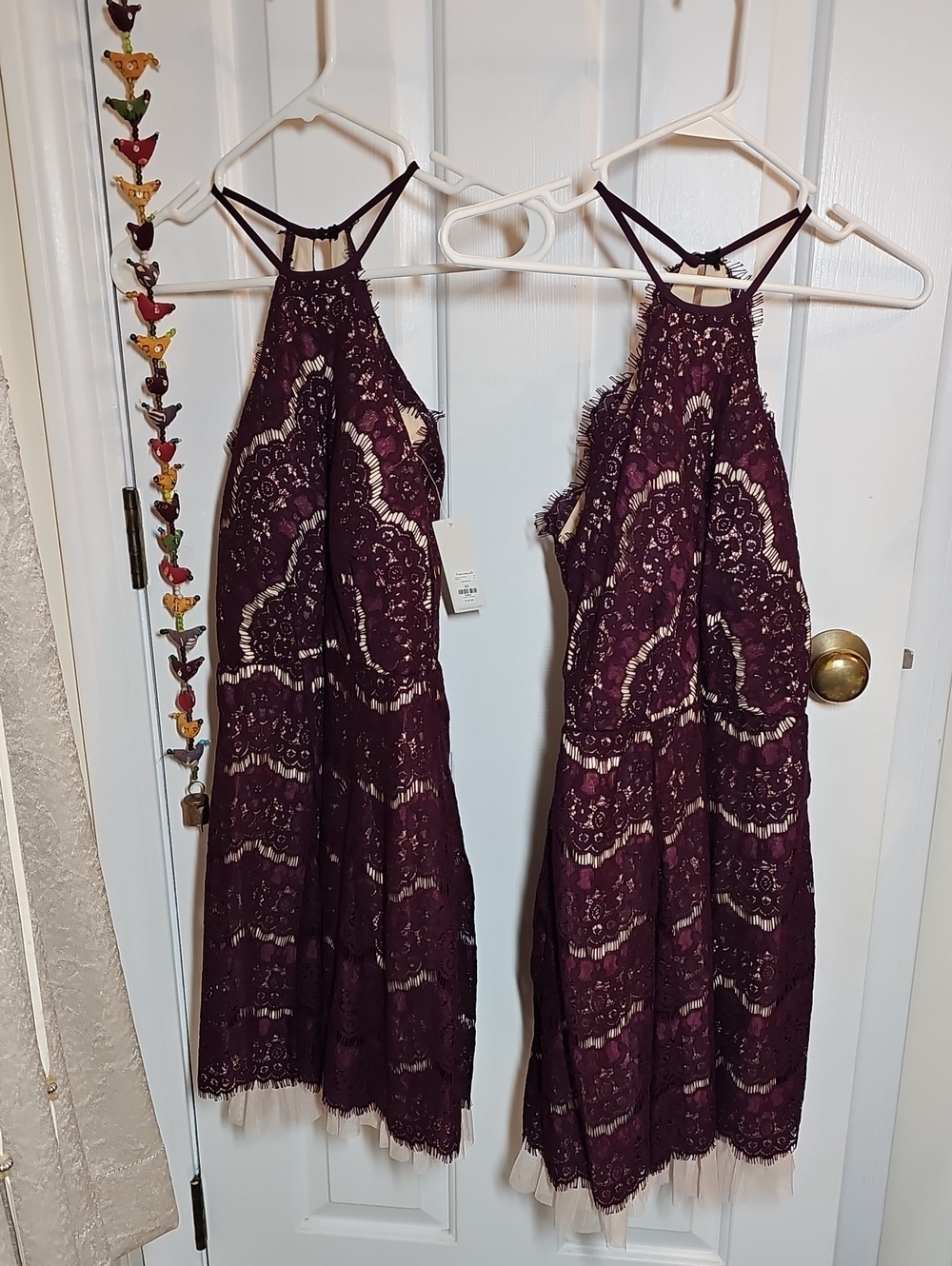 2 Francesca's dreses, XS Is NWT. S Is NWOT lacey maroon color